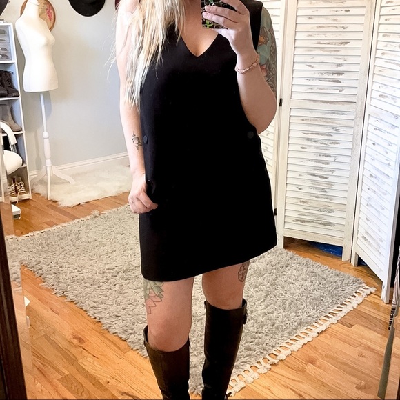 MIXXO | Black Sleeveless Button Jumper Dress - Picture 3 of 9